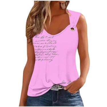 Imagem de Camisetas femininas folgadas longas sem mangas alças finas verão outono 2024 moda, Y-373 Rosa, XG