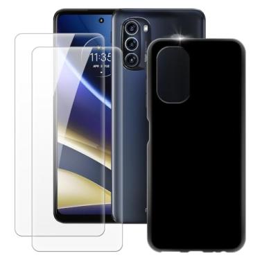 Imagem de MILEGOO Capa para Motorola Moto G52j versão japonesa + 2 peças protetoras de tela de vidro temperado, capa ultrafina de silicone TPU macio à prova de choque para Motorola Moto G52j 5G II (6,8