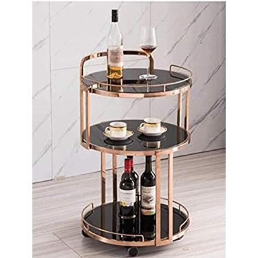 Imagem de Carrinho de servir carrinho de cozinha carrinho de bar armário sobre rodas carrinho de vinho hotel vinho chá bebida carrinho, rosa preto