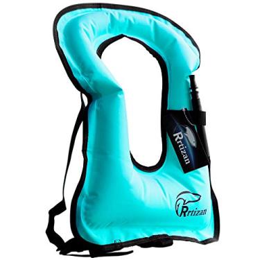 Imagem de Colete infantil Rrtizan portátil inflável colete de snorkel para natação, colete de vida para meninos e meninas, Azul