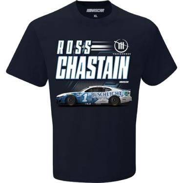 Imagem de Checkered Flag Sports Camiseta Ross Chastain 2024 BL Sponsor #1 Carro Azul Marinho, Azul, GG
