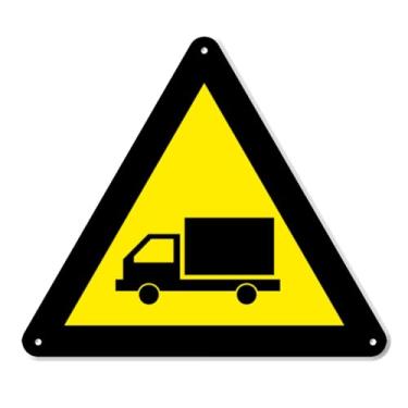 Imagem de Caution Placa de carga pesada para caminhão de carga - Placa de segurança de PVC triangular de 20 cm - Placa de PVC premium para local de trabalho, armazém, local de trabalho, local de trabalho,