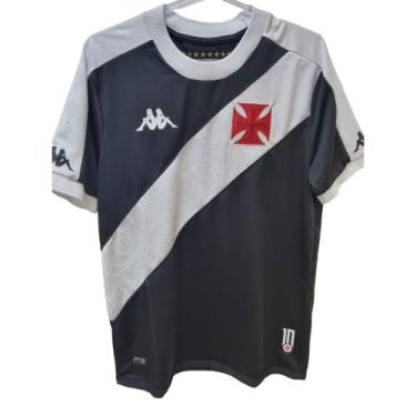 Imagem de Camiseta Vasco Kombat Home Player 2024 Kappa Juvenil - Preta/Branca