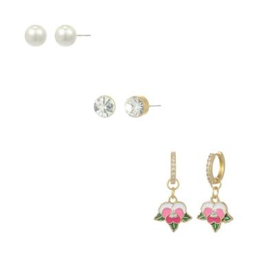 Imagem de Madison Tyler Conjunto de 3 pares de brincos de Páscoa | Brincos de pérola | Brinco de ouro | Brincos de coelho fofos | Brincos de coelho para meninas | Brincos hipoalergênicos para presente de joias