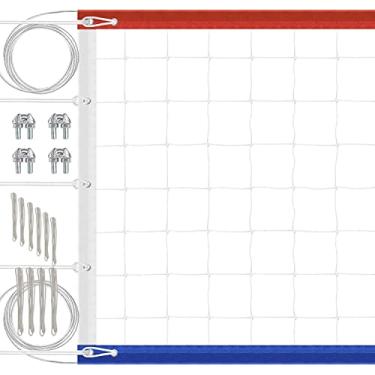 Imagem de Rede de voleibol resistente ao ar livre com corda de arame de aeronaves, borda resistente a rasgos, ilhós de aço inoxidável
