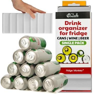 Imagem de Cooks Innovations Organizador de geladeira com tapete de macaco – Empilha latas e garrafas para fácil armazenamento – Creme