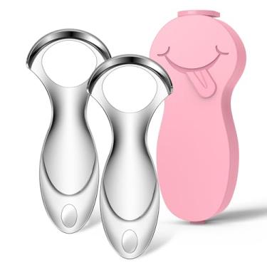 Imagem de RONAVO Raspador de língua, limpador de língua (2024), raspador de língua para adultos, armazenamento portátil, remoção de revestimento de língua, cuidado com mau hálito, raspador de língua de metal