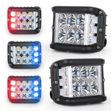 Imagem de HOYUZA Luzes LED de 10 cm, luzes de LED para disparo lateral com cubos de LED estroboscópicos de duas cores vermelhas e azuis para caminhão trator agrícola ATV UTV 4x4