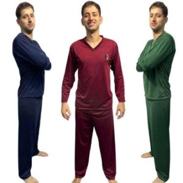 Imagem de KIT 2 Pijama Masculino Manga Longa Bella Fiore Calça Comprida Roupa De Dormir Linha Noite Inverno-Masculino