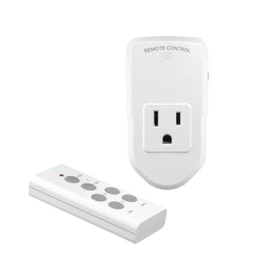 Imagem de BN-LINK Interruptor Elétrico de Controle Remoto Sem Fio para Luzes, Ventiladores, Luzes de Natal, Pequenos Eletrodomésticos, Branco, Longo Alcance 10A/1200W, 1 Controle Remoto + 1 Tomada