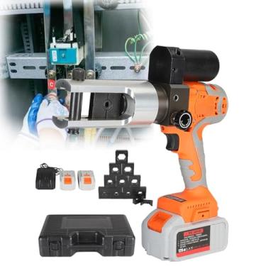 Imagem de Alicate de crimpagem hidráulico elétrico portátil, ferramenta de crimpagem elétrica recarregável, com 11 matrizes, torque: 380 Nm, 16-300m², com 2 baterias