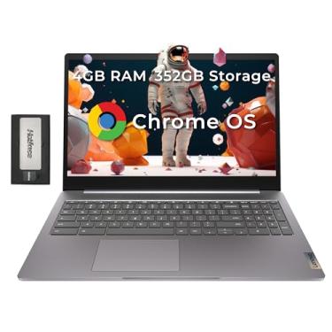 Imagem de Lenovo Chromebook antirreflexo IdeaPad 3 de 15,6 polegadas FHD, Intel Celeron N4500, RAM LPDDR4 de 4 GB, armazenamento de 352 GB (SSD de 64 GB + conjunto de estação de ancoragem de 288 GB), câmera HD,