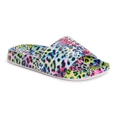 Imagem de MUK LUKS Sandália Slide Feminina para Festa na Piscina, Neon-leopardo, 11-12