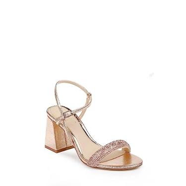 Imagem de Jewel Badgley Mischka Sandália feminina de salto urbano, Ouro rosa, 11