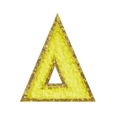 Imagem de Delta Iron on Greek Letter Patches Glitter Gold Yellow Chenille Greek Letters Sorority Gifts Greek Letter Patches for Clothing Hats Shirts Repair Jeans Bags Craft