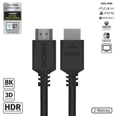 Imagem de Cabo Hdmi Ultra 2.1 28awg Puro Cobre 8k 60hz 2 Metros - Phm8k-2 - PCYE