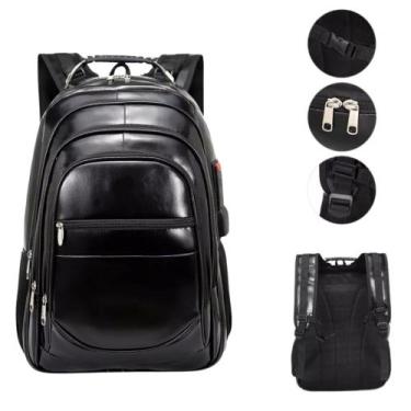 Imagem de Mochila de Couro Grande Elegante Resistente Trabalho Unissex Faculdade