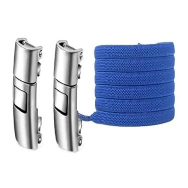 Imagem de Press Lock Shoelaces Without Ties Elastic Laces Sneaker Widened Flat No Tie Shoe Laces Kids Adult Shoelace For Shoes(Royal blue)