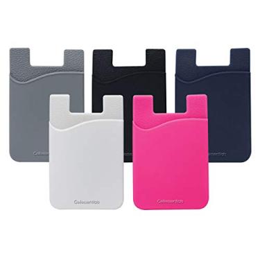 Imagem de Cellessentials - Porta-cartão redesenhado pelo comerciante dos EUA – Carteira de silicone para celular com bolso para cartão de crédito, cartão de visita, iPhone Android e smartphones (branco, cinza,