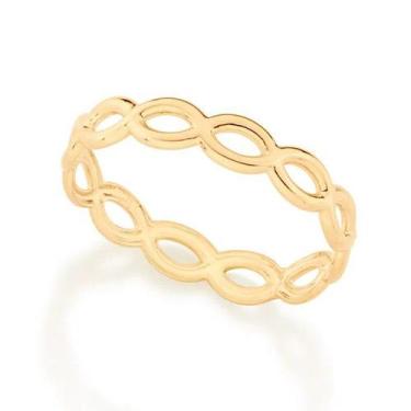 Imagem de Anel banhado ouro 3x 24k 18k e 22k feminino infinito rommanel fino ski