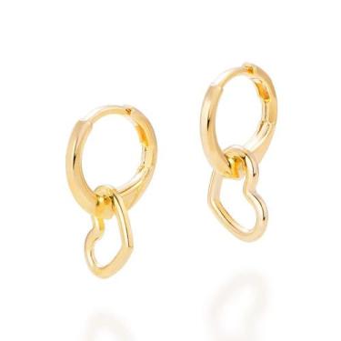 Imagem de Brincos banhado ouro 3x 24k 18k e 22k femininos argola coração pequeno