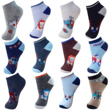 Imagem de Meia Infantil Menino Cano Curto Coloridas 12 Pares - MULEKE MULEKA, 8-