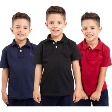 Imagem de 3 Camisa Polo Infantil A Melhor Qualidade É Aqui Estilo Rei, Kit 1 azu
