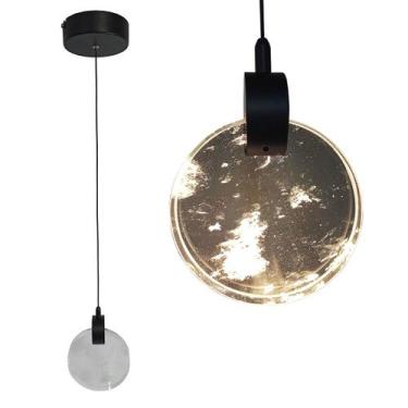 Imagem de Pendente Luminária Led Vidro Bolhas 5w 3000k Cabo Ajustável - CHANDELI