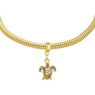 Imagem de Pulseira Tartaruga Berloque Banhado a Ouro 18k - Work Semijoias, 21 cm