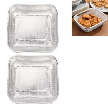 Imagem de Kit 2 Escorredor Inox Quadrado Bandeja Frituras Alimentos - Impo