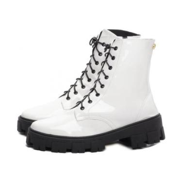 Imagem de Coturno Tratorado Sola Preto Tamanho Grande Arrasadora, 42, Branco