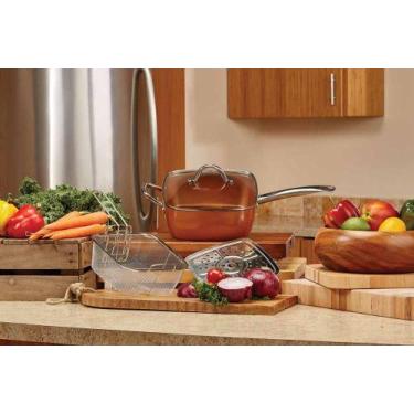 Imagem de Fritadeira quadrada antiaderente  com cesto e tampa, material cerâmico