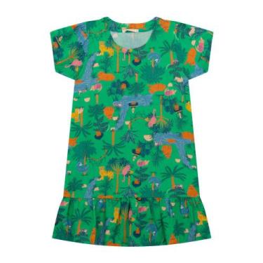 Imagem de Vestido Infantil Menina Manga Curta Em Viscose - Verde - Tupinikins, 1