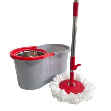 Imagem de Mop Giratório Limpeza Geral Com Balde Esfregão Centrifuga Inox 9 Litro
