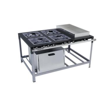 Imagem de Fogão Industrial 4Bocas 40X40 com Banho Maria e Forno Luxo Metalmaq, G