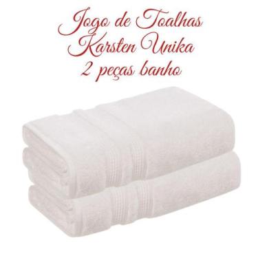 Imagem de Jogo 2 Toalhas de Banho Algodão Macias Brancas Karsten Unika