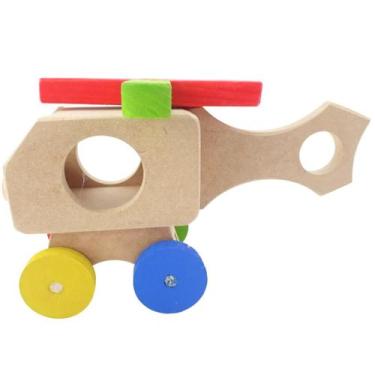 Imagem de Helicóptero Pequeno Brinquedo De Madeira Lúdico Pedagógico - Parcinhas