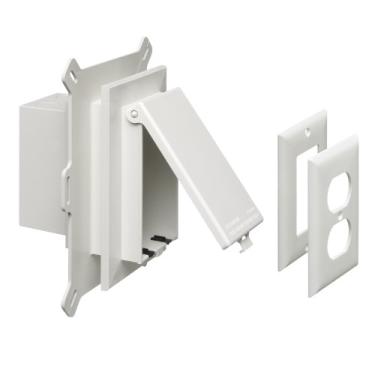 Imagem de Arlington DBVS1W-1 Kit de placa de parede de caixa de saída embutida para nova construção de revestimento de vinil, vertical, 1 entrada, branco