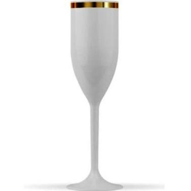 Imagem de Kit 15 Taças de Champanhe com borda dourada Acrílico 170ml - lynx prod