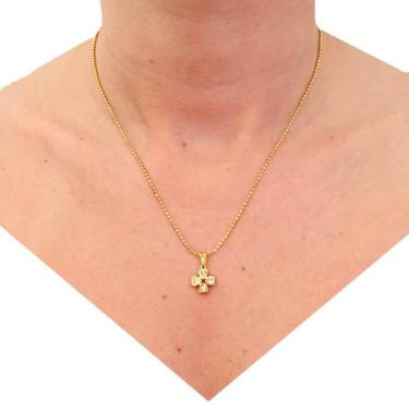 Imagem de Colar Correntinha Feminina Banhada a Ouro 18 k Pingente Trevo da Sorte