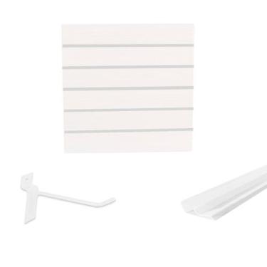 Imagem de Painel Canaletado Branco em Mdf 0,61 x 0,61m com Perfil Pvc Branco e 1
