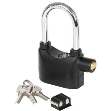 Imagem de Cadeado Alarme Sonoro Trava Antifurto Moto Bike Portão Resistente Aço 