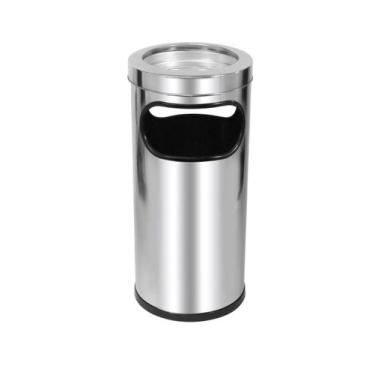 Imagem de Jj.c2  cinzeiro lixeira em aço inox com aro inox 22l - JJ Comércio