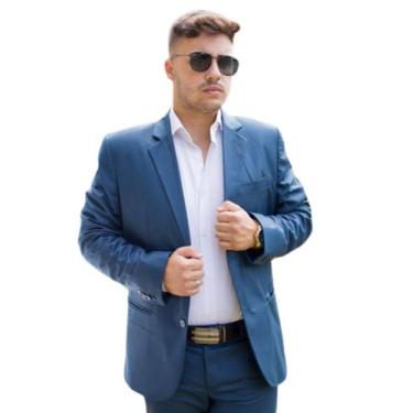 Imagem de Terno Slin Poliviscose -Azul Turquesa- Paletó + Calça + Barato "ENVIO 