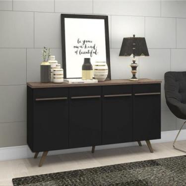 Imagem de Aparador Buffet 4 Portas RT3133 Movelbento, Preto/Rústico