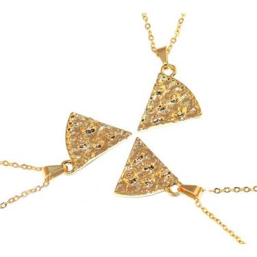 Imagem de Colar Cordão Best Friends Amizade Pizza Folheado 3 Pçs - Milena Folhea