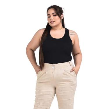 Imagem de Regata Com Alça Cavada Plus Size Lisa Casual - CACHARREL STORE, G2, Pr