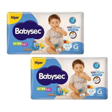 Imagem de Kit 2 Fralda Descartável Babysec Ultrasec Galinha Pintadinha G 64 Unid