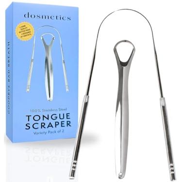 Imagem de DOSMETICS - Raspador de língua, pacote variado, colher de aço inoxidável 100% de grau médico e raspadores de língua em forma de U para adultos e crianças, fácil de usar, para higiene bucal e higiene