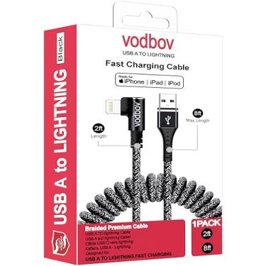 Imagem de Cabo Lightning USB trançado Vodbov trançado de 1,8 m, compatível com iPhone 11 Xs Max X 8 7 6s 6 Plus 5 5s, iPad, iPod e mais, preto